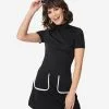 Smak Parlour Black Mock Turtleneck Wave Maker Mini Dress