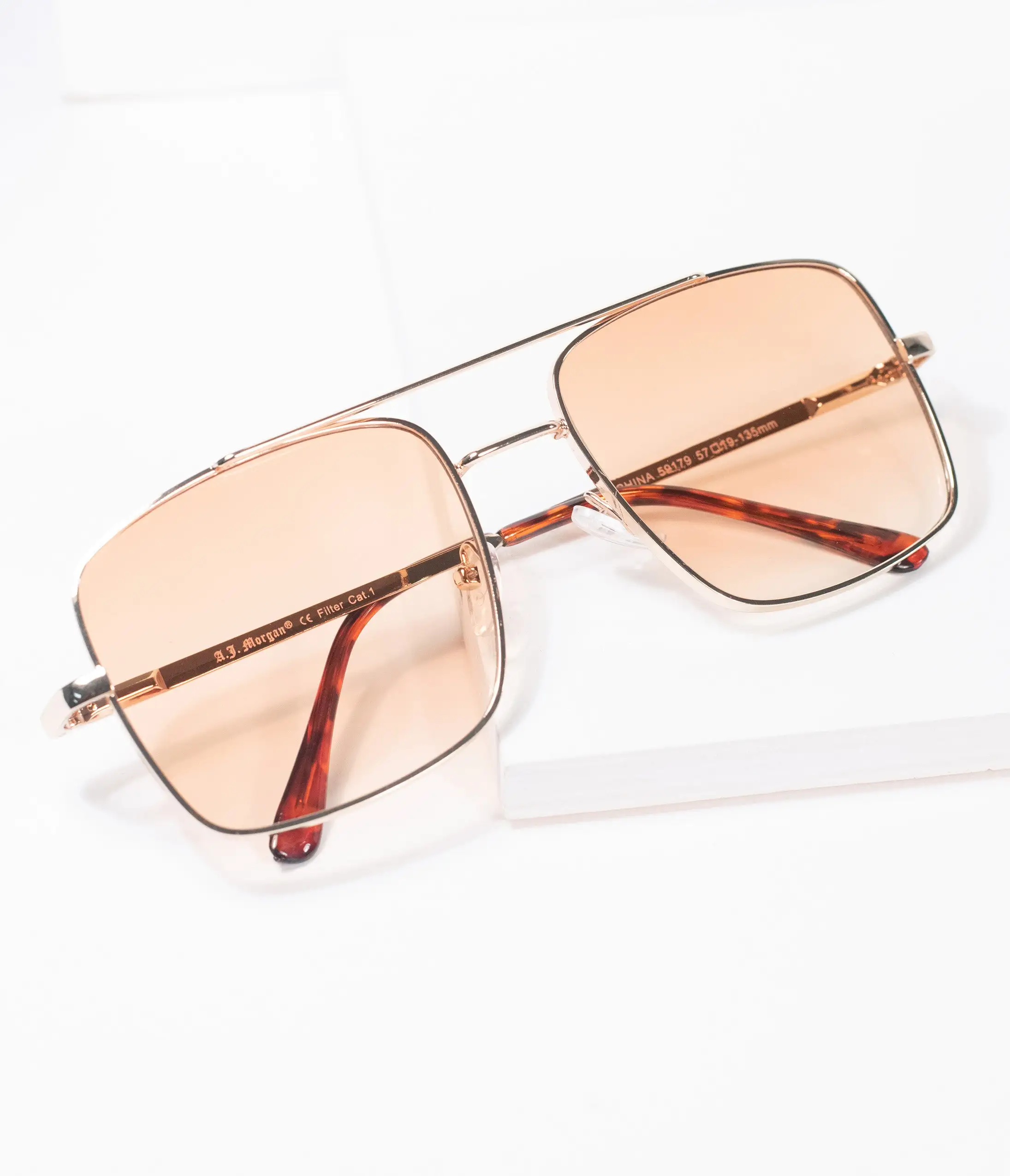 AJ Morgan Eyewear (B2B Wholesale) Gold & Amber Square Issue Sunglasses