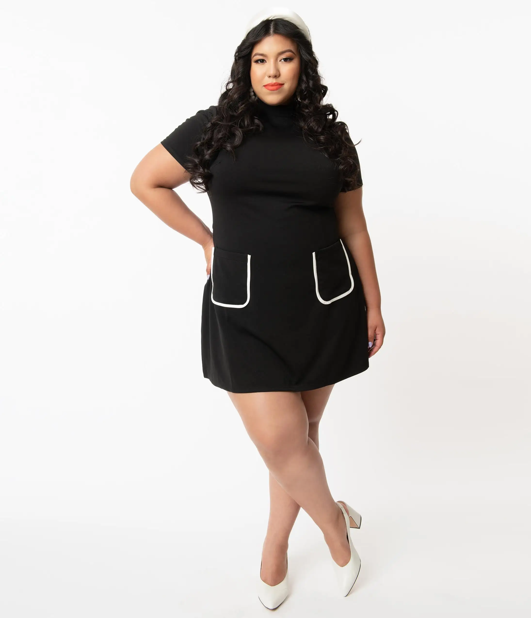 Smak Parlour Plus Size Black Mock Turtleneck Wave Maker Dress - Image 3