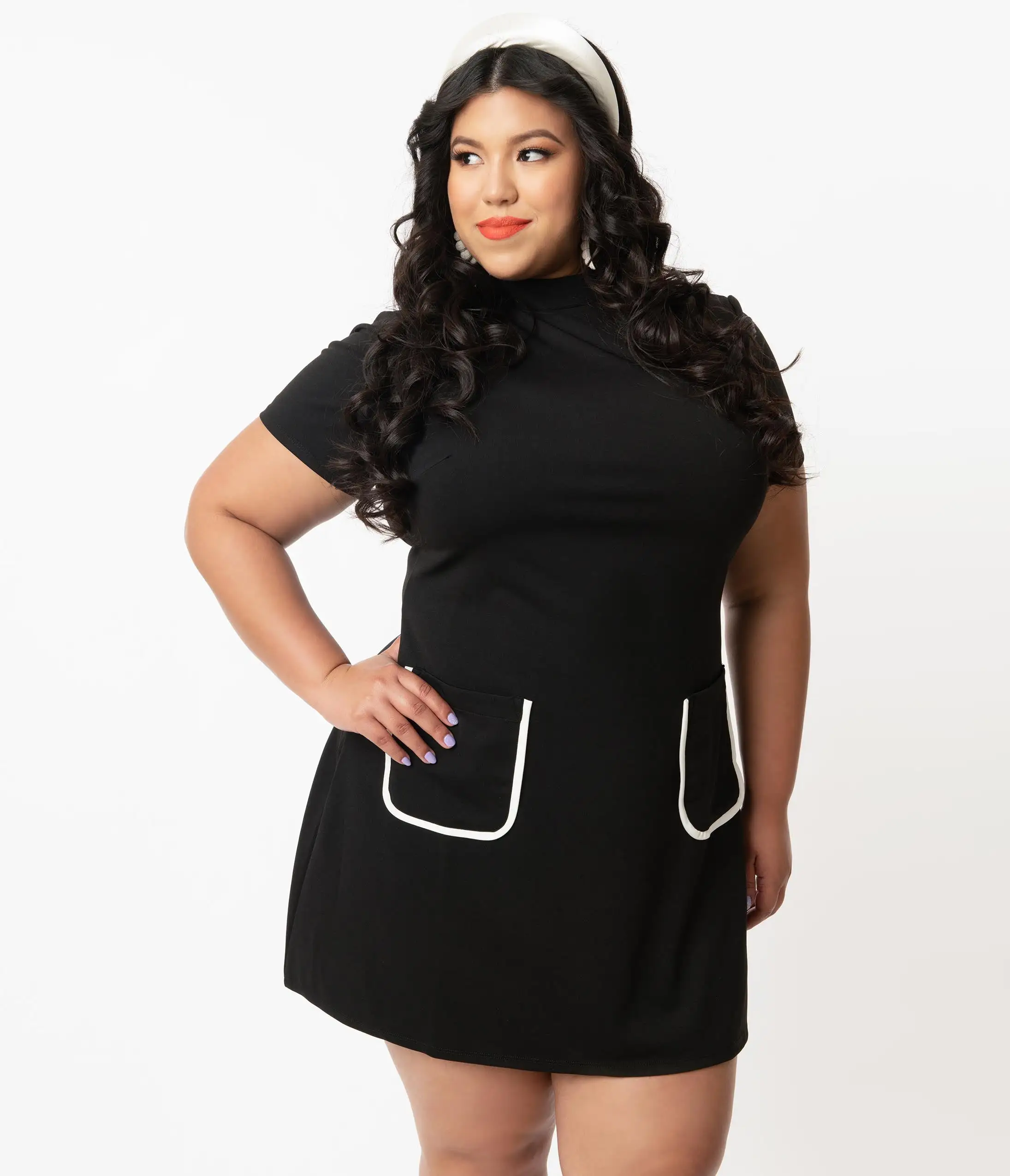 Smak Parlour Plus Size Black Mock Turtleneck Wave Maker Dress - Image 5