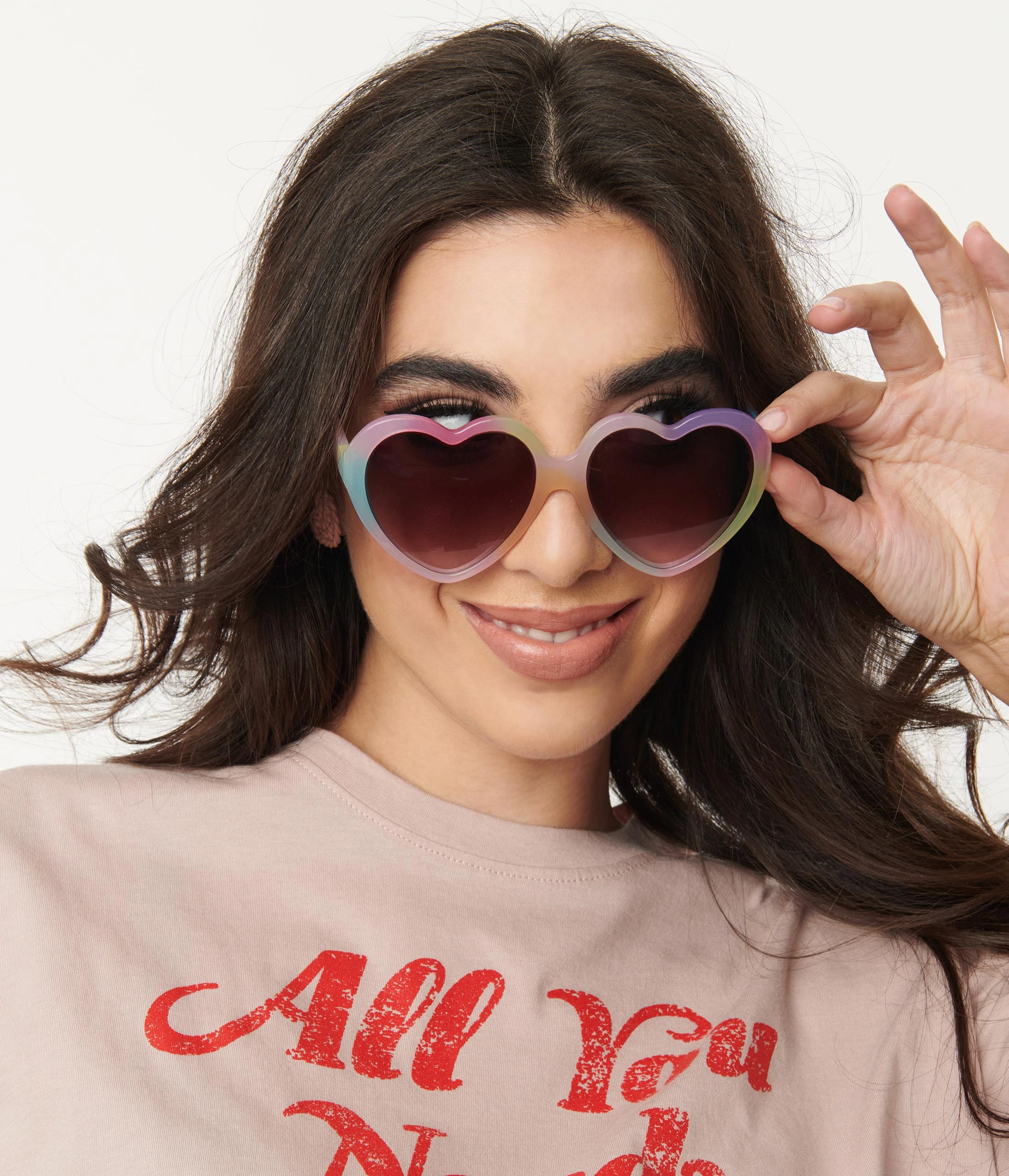 AJ Morgan Eyewear (B2B Wholesale) Pastel Rainbow Ombre Candy Heart Sunglasses - Image 2