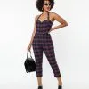 Unique Vintage Purple & Black Plaid Marcel Jumpsuit