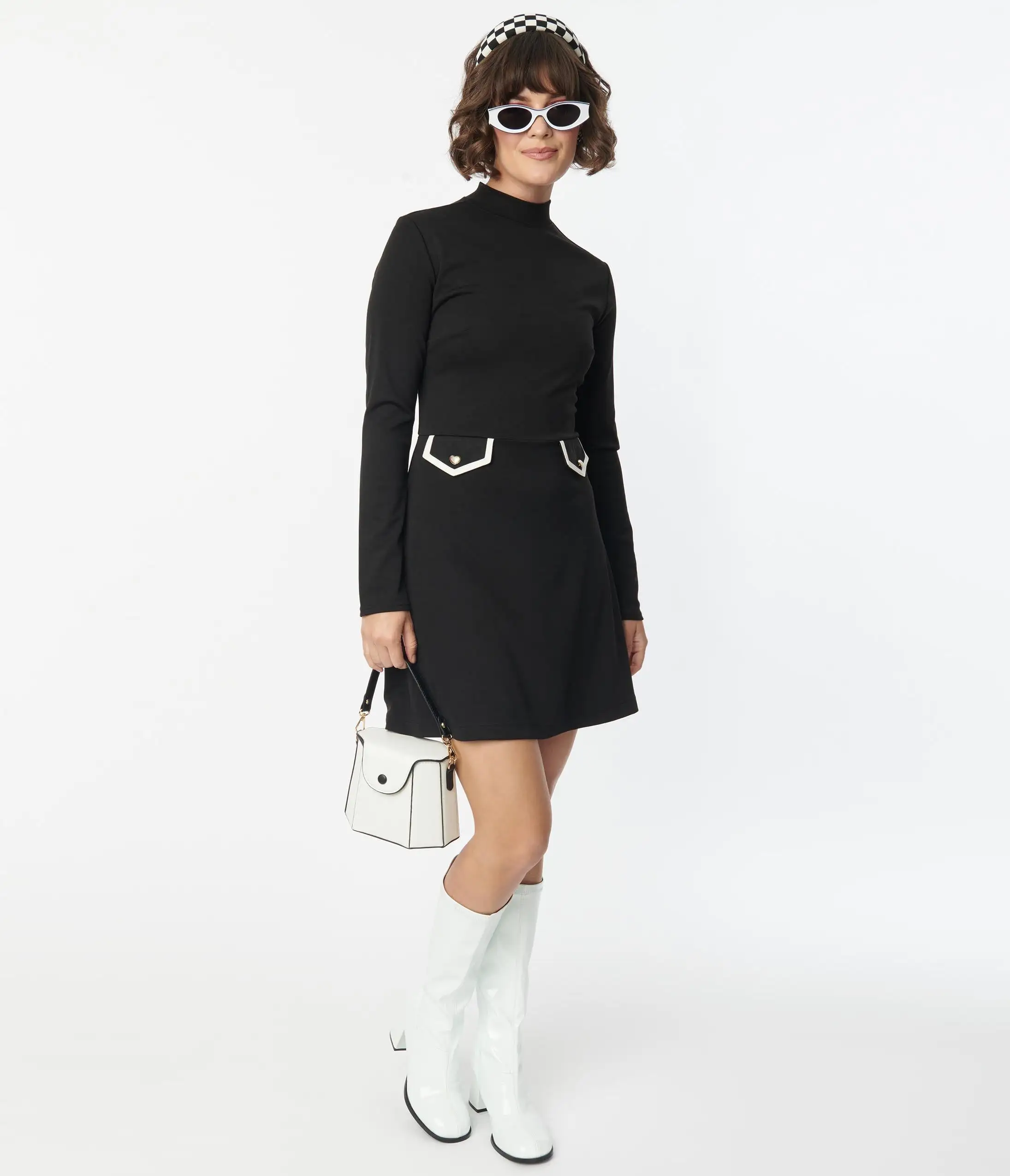 Smak Parlour Black Mock Turtleneck Fit & Flare Dress - Image 4