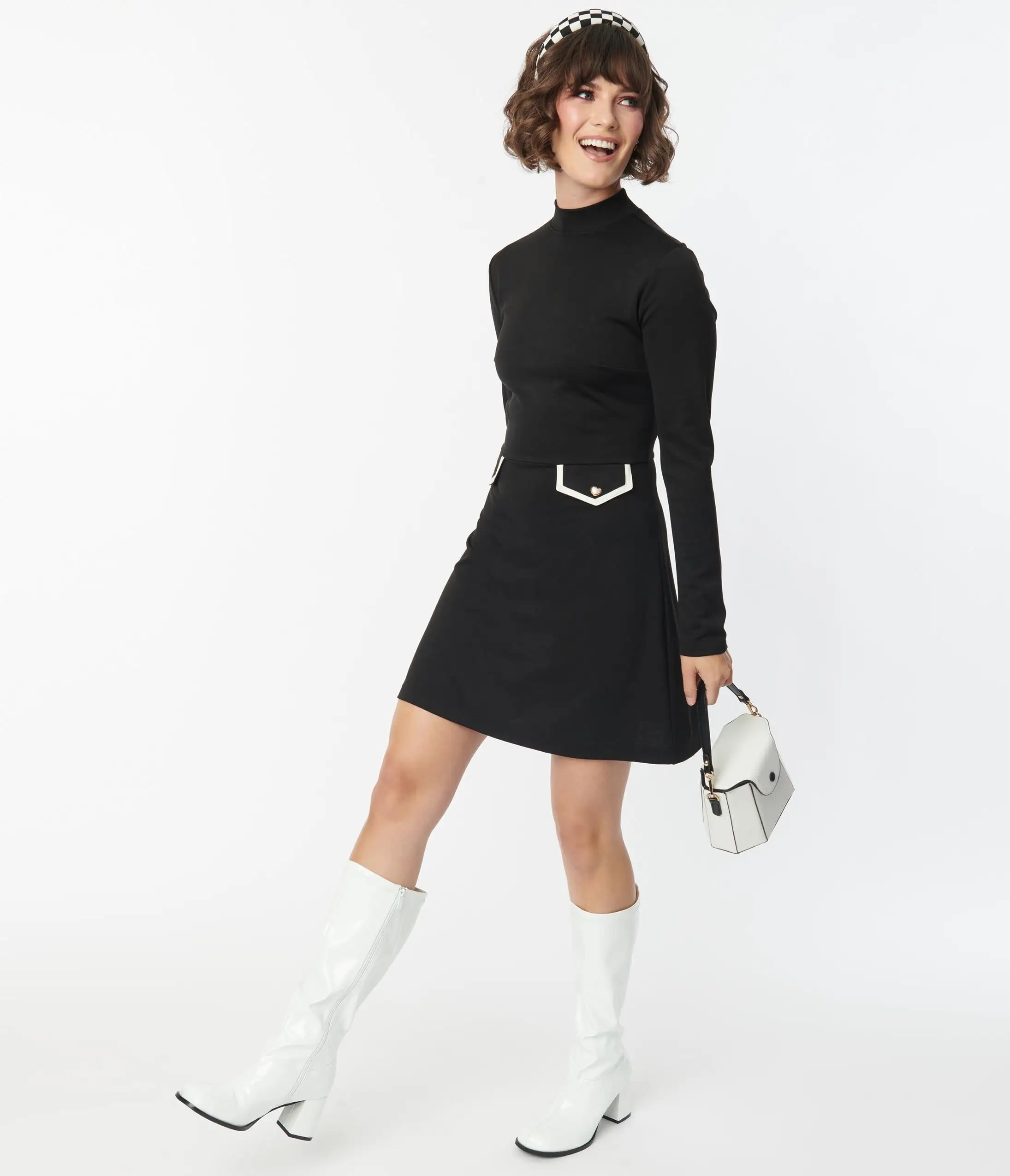Smak Parlour Black Mock Turtleneck Fit & Flare Dress - Image 5
