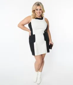 Smak Parlour Plus Size Black & White Color Block Liberated Mini Dress
