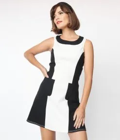 Smak Parlour Black & White Color Block Liberated Mini Dress