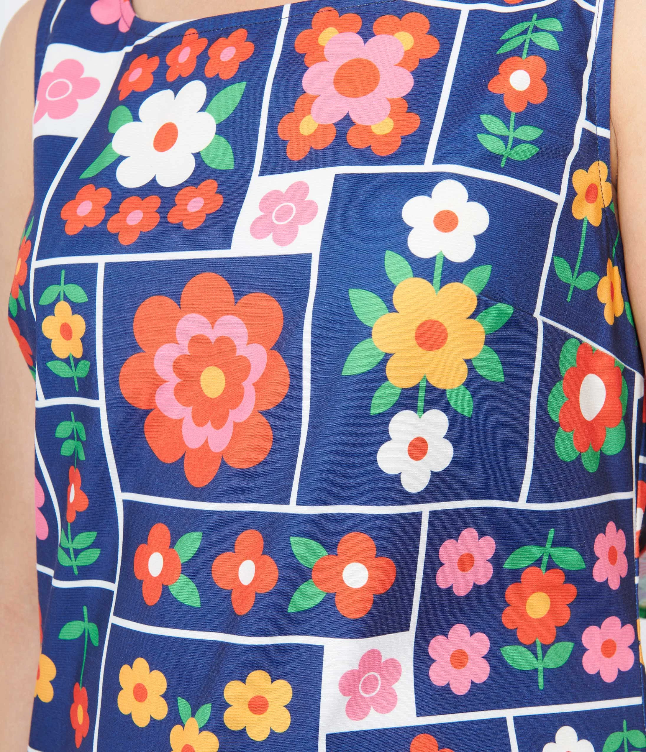 Smak Parlour Navy & Floral Wallpaper Sleeveless Mini Dress - Image 2