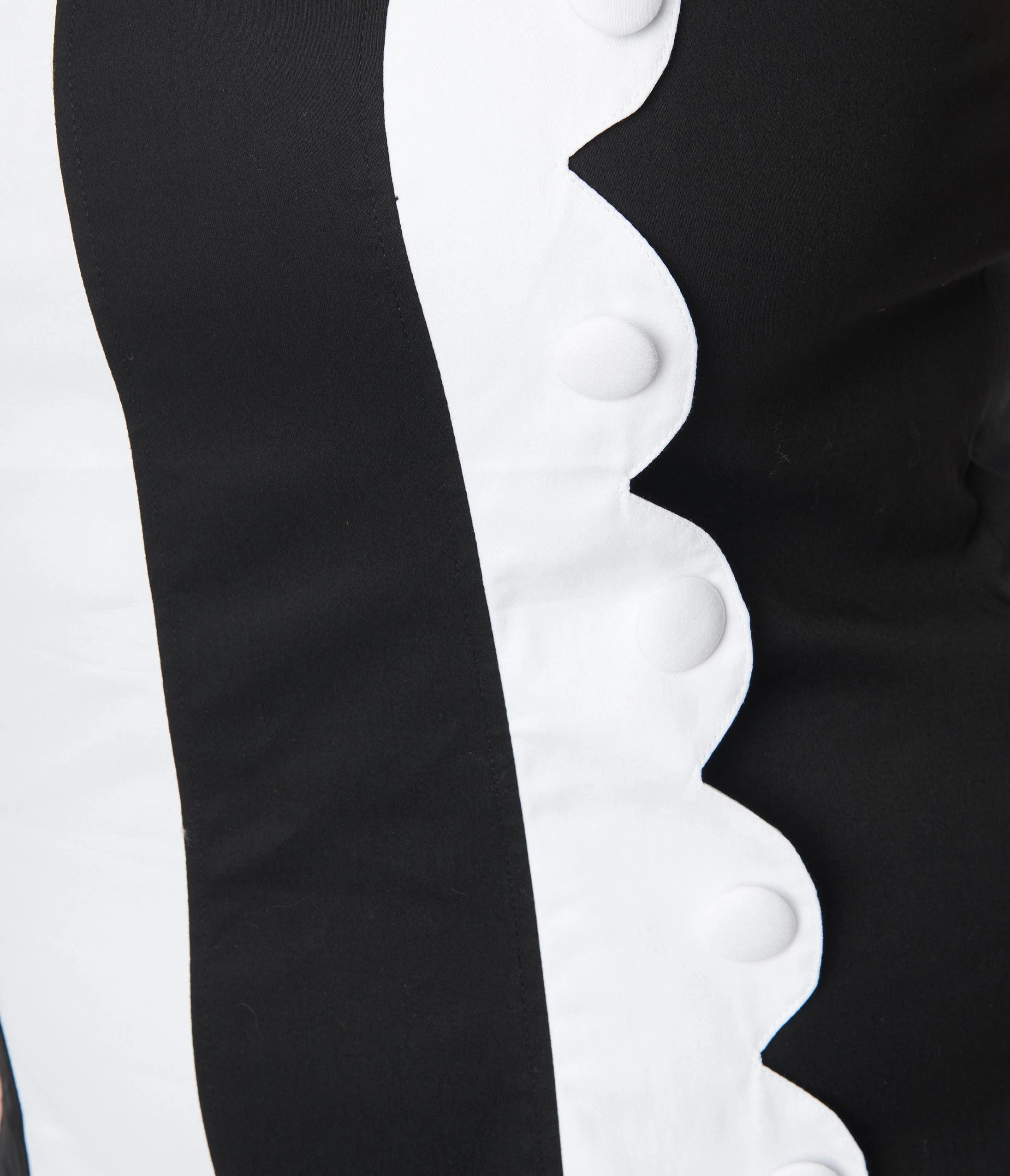 Smak Parlour Plus Size Black & White Stripe Scallop Mini Dress - Image 5