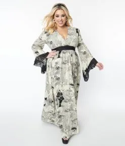 Unique Vintage Plus Size Psychedelic Goddess Print Maxi Dress