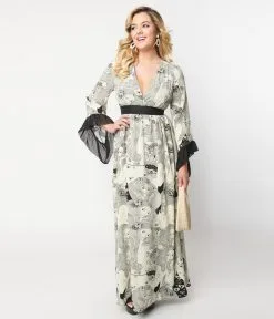 Unique Vintage Psychedelic Goddess Print Maxi Dress