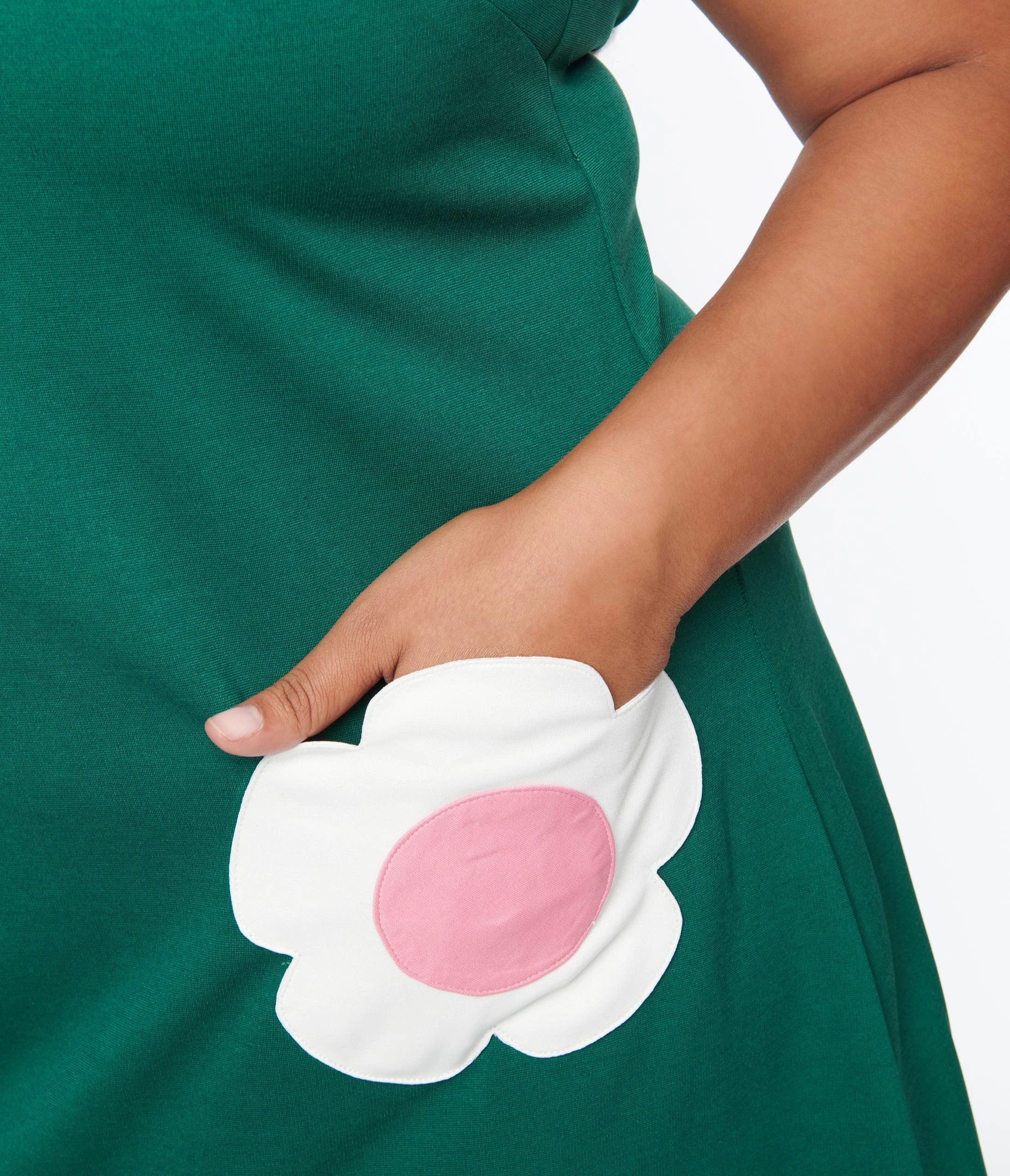 Smak Parlour Plus Size Emerald & Pink Daisy Haute Gossip Mini Dress - Image 2