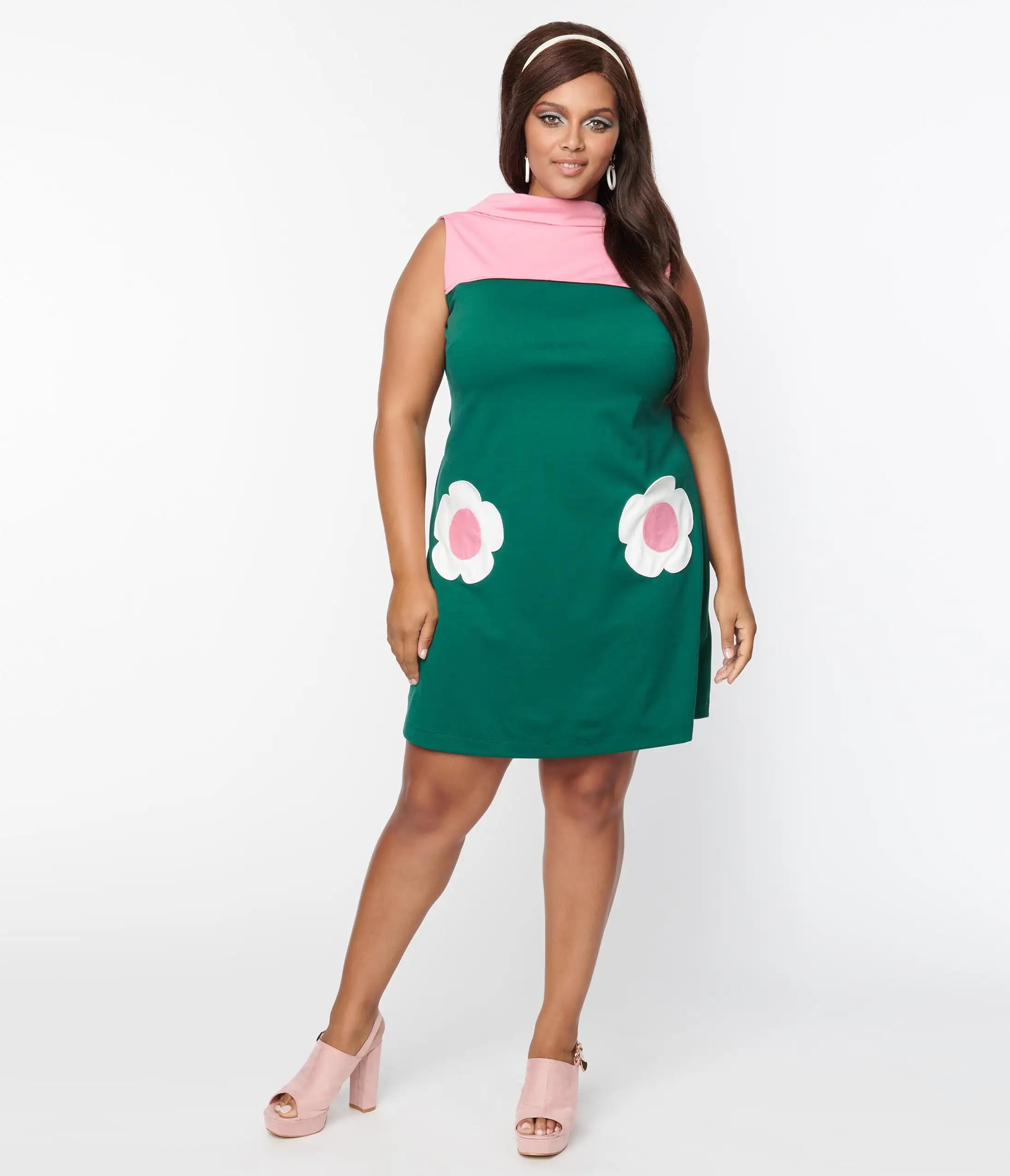 Smak Parlour Plus Size Emerald & Pink Daisy Haute Gossip Mini Dress - Image 5