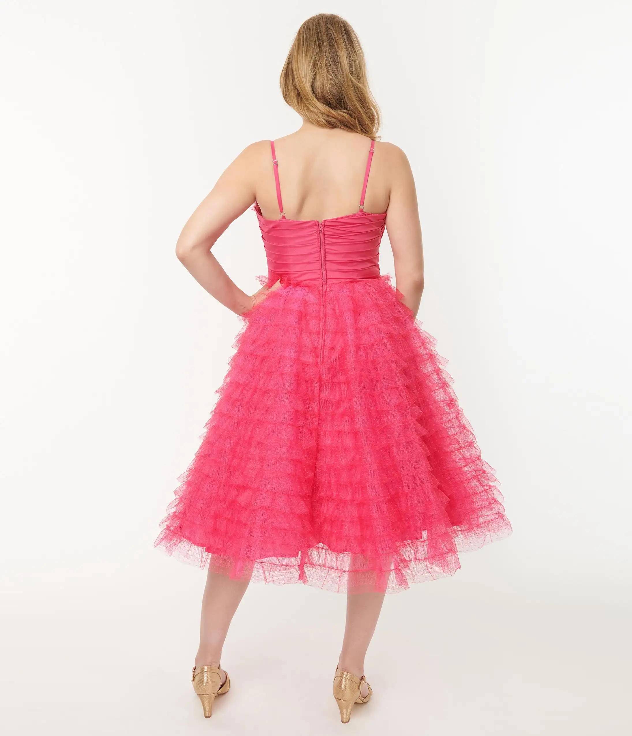 Unique Vintage Hot Pink Tulle Cupcake Swing Dress - Image 2