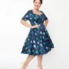 Unique Vintage Plus Size Navy & Hot Air Balloon Bolero Flare Dress