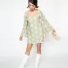 Smiley® X Smak Parlour Mint & Smiley® Daisy Print Downtown Scene Mini Dress