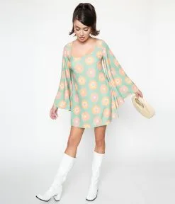 Smiley® X Smak Parlour Mint & Smiley® Daisy Print Downtown Scene Mini Dress