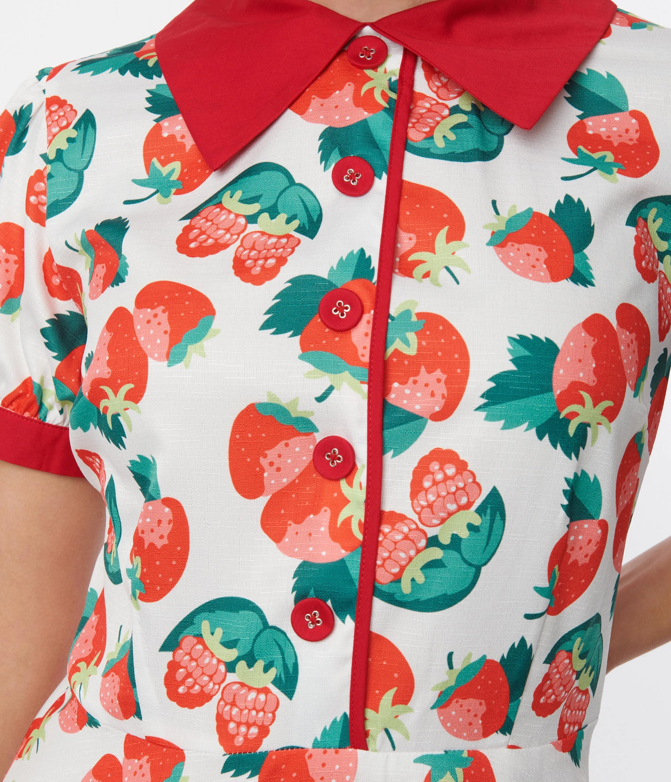 Smak Parlour White & Strawberry Fit & Flare Dress - Image 2