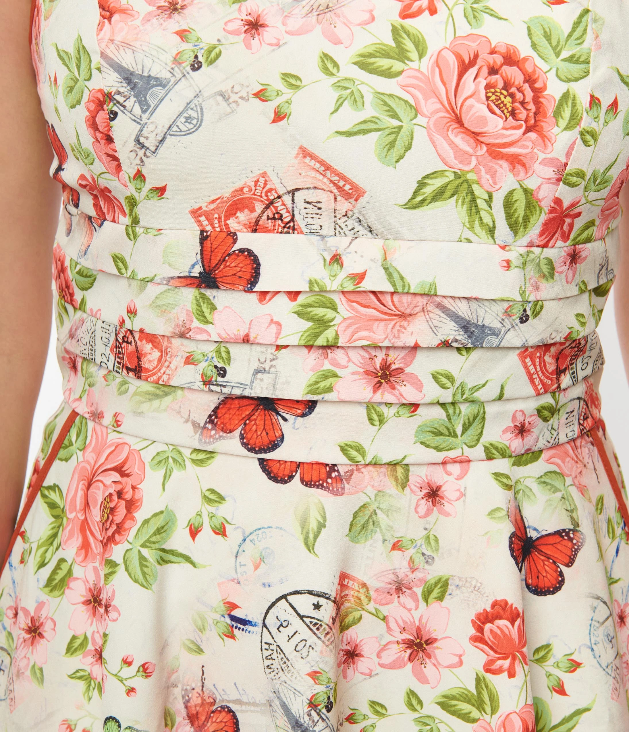 Unique Vintage Butterfly Floral Follow Your Heart Flare Dress - Image 2