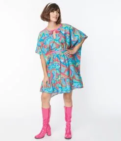 Smak Parlour Smak Parlor Psychedelic Daisy River Print Mini Caftan