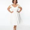 Unique Vintage Plus Size Off White Prairie Swing Dress