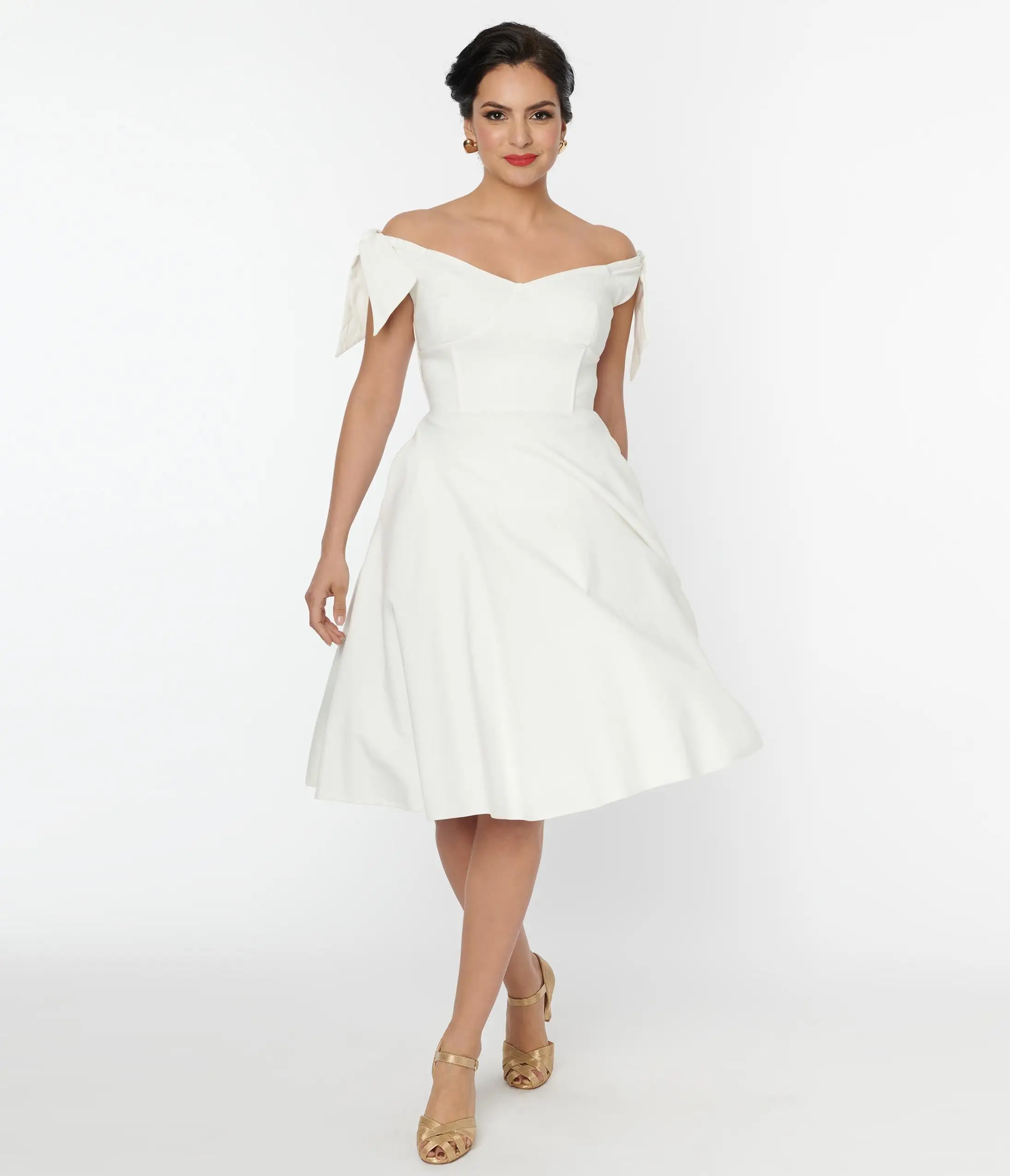 Unique Vintage Off White Prairie Swing Dress - Image 4