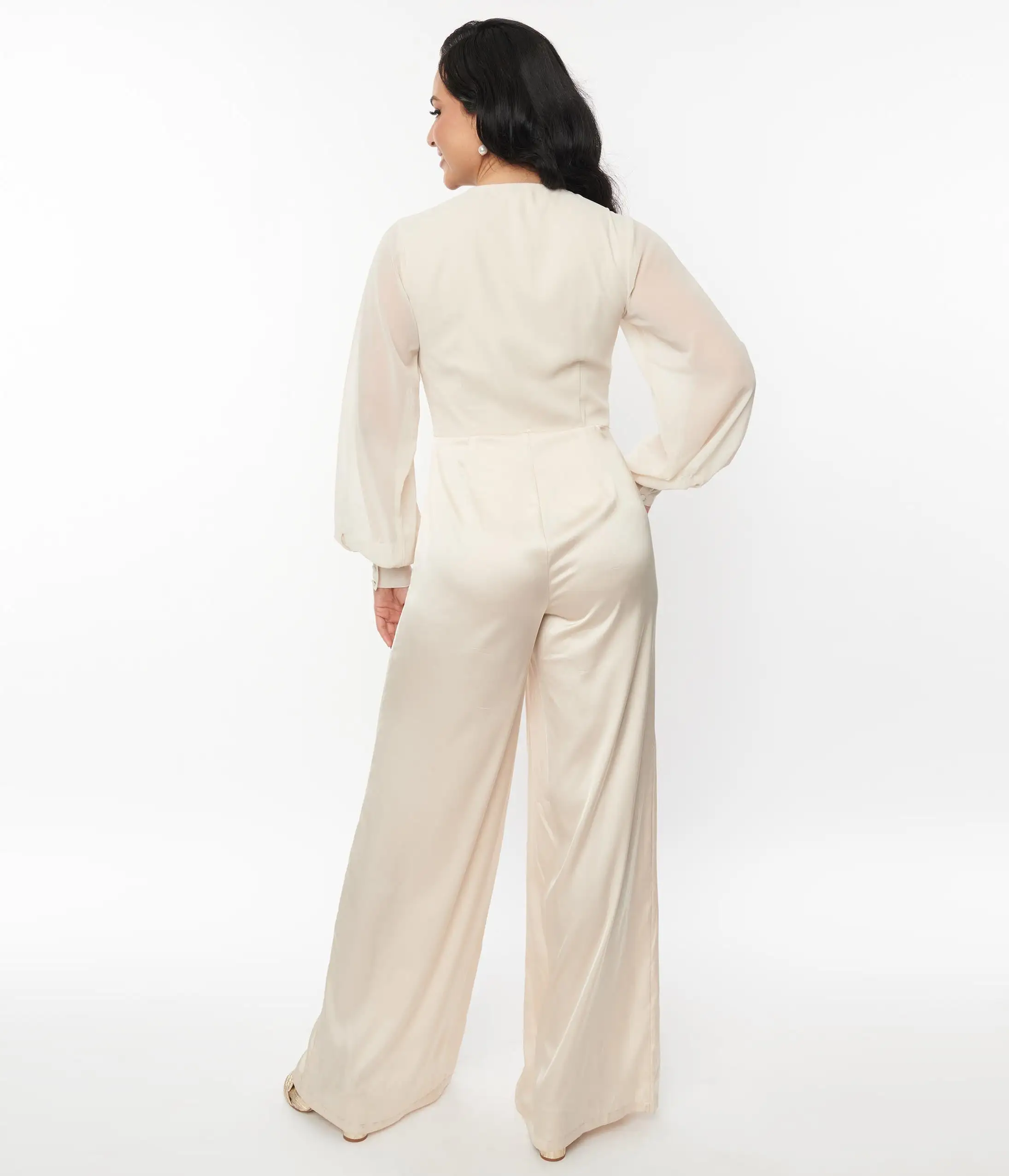 Unique Vintage Ivory Jumpsuit & Skirt Overlay - Image 3