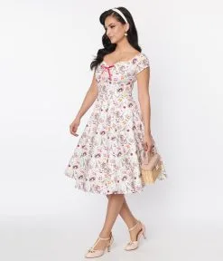 Unique Vintage Paris Cafe Print Swing Dress