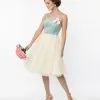 Unique Vintage Sage & Ivory Tulle Swing Dress