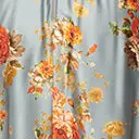 Unique Vintage Plus Size Antique Blue & Orange Floral Satin Swing Dress - Image 6