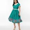 Unique Vintage Green Classroom Alexis Swing Dress