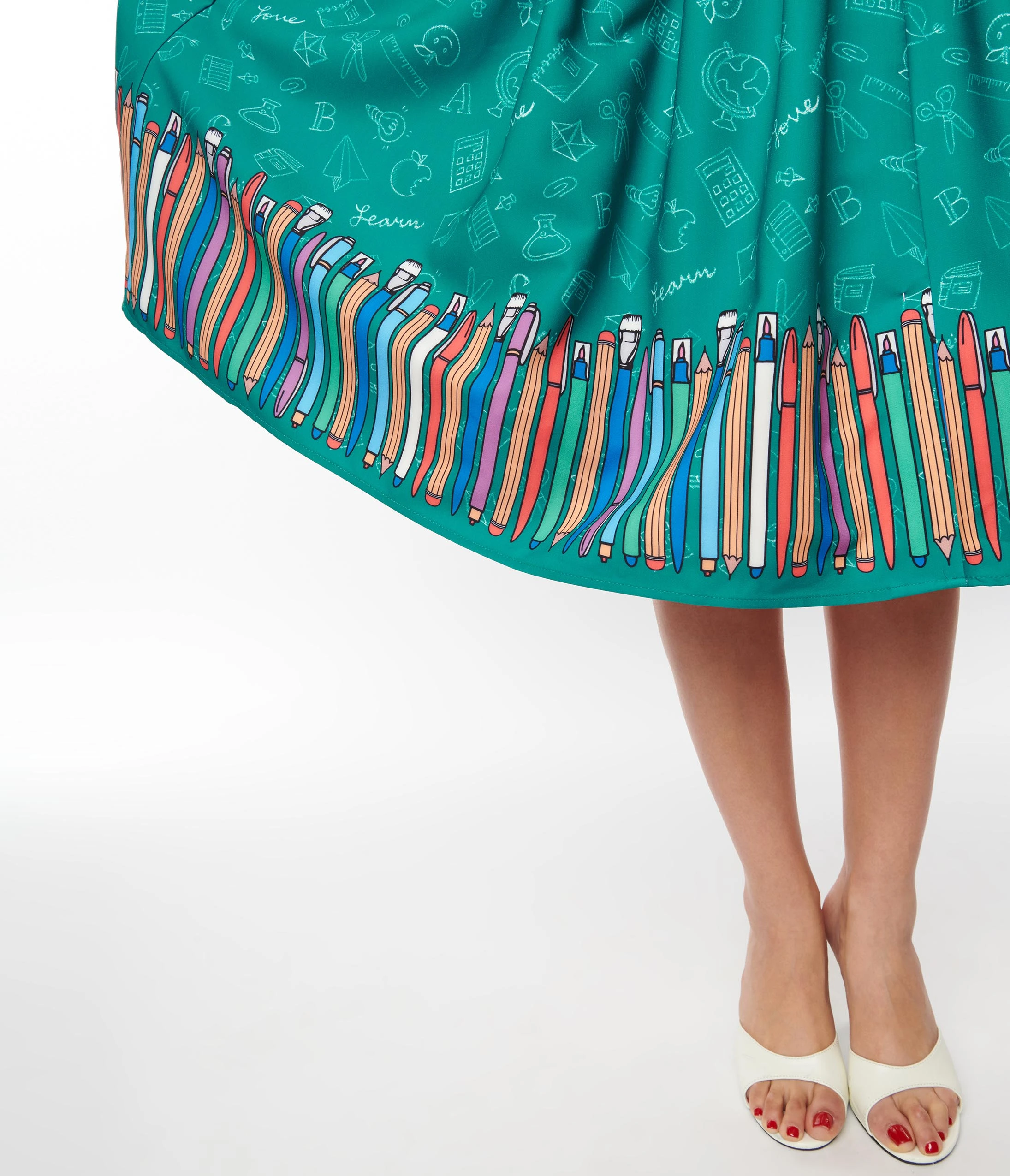 Unique Vintage Green Classroom Alexis Swing Dress - Image 2