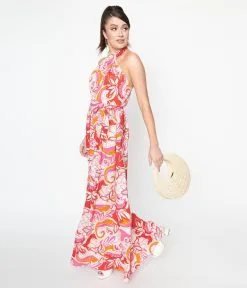 Smak Parlour Pink & Red Floral Budding Romance Maxi Dress