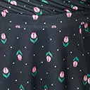 Unique Vintage Curve 1950s Black Tulip Pin Dot Swing Dress - Image 6