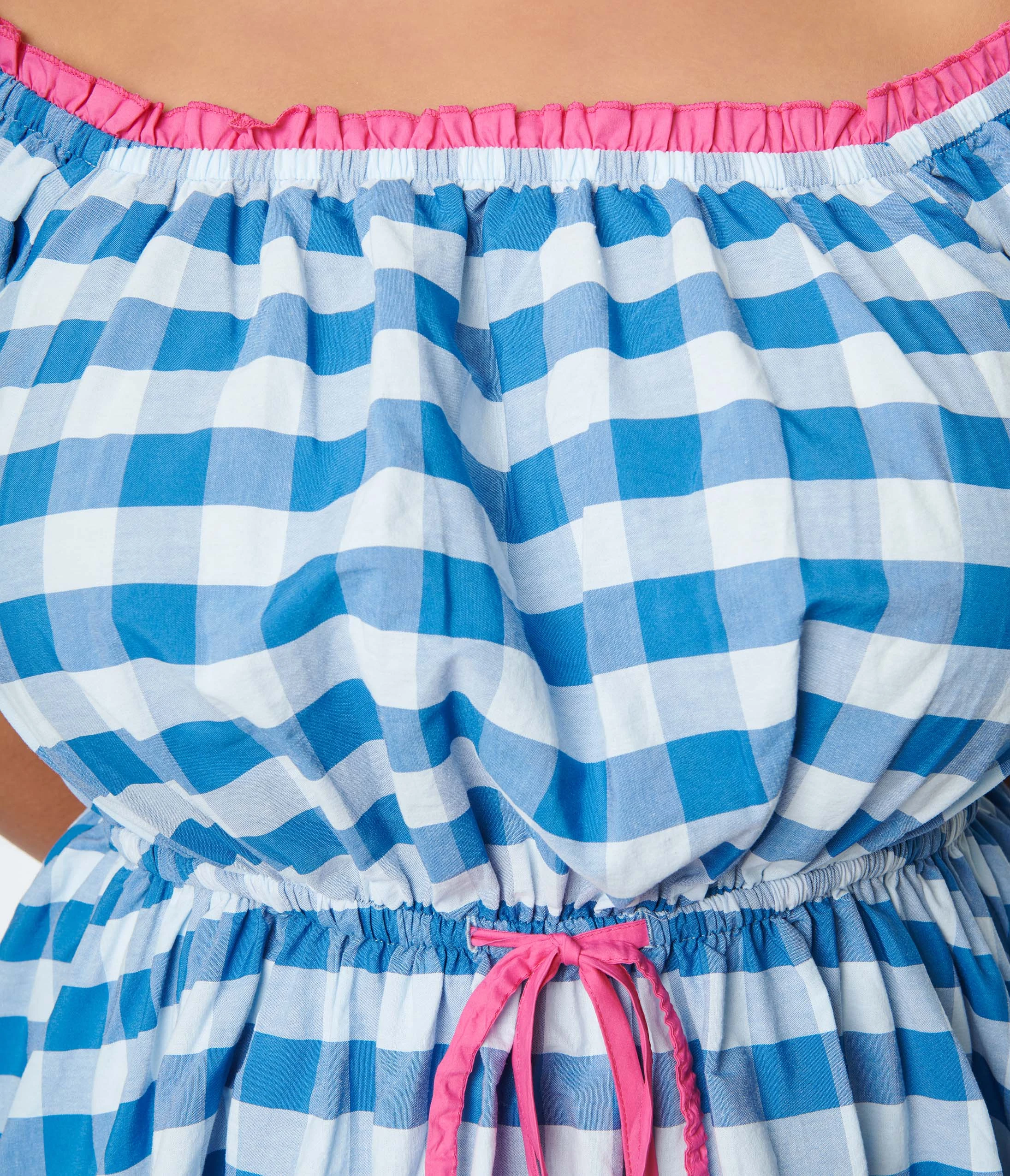 Unique Vintage Curve Blue & White Gingham Picnic Swing Dress - Image 2