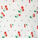 Unique Vintage White & Cherry Print Pin Dot Keyhole Neck Swing Dress - Image 6