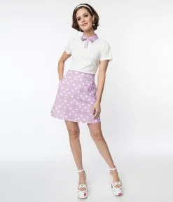 Pusheen X Unique Vintage Pusheen Purple Dot Knit Mini Dress
