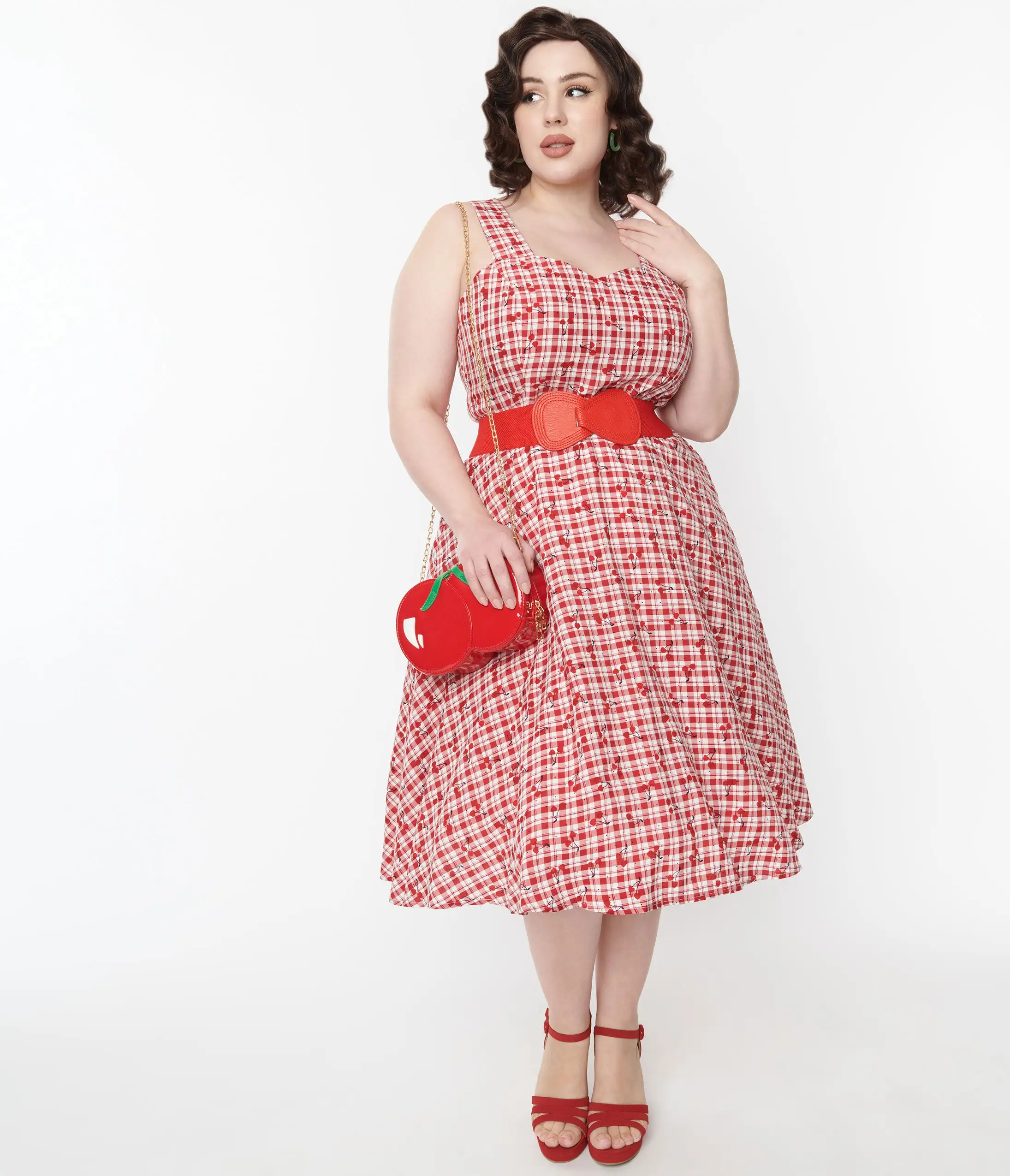 Lifestyle Group (UK) Ltd 1950s Red Gingham Sweet Cherry Swing Dress - Image 4