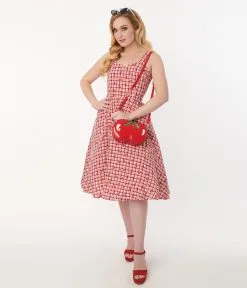 Lifestyle Group (UK) Ltd 1950s Red Gingham Sweet Cherry Swing Dress