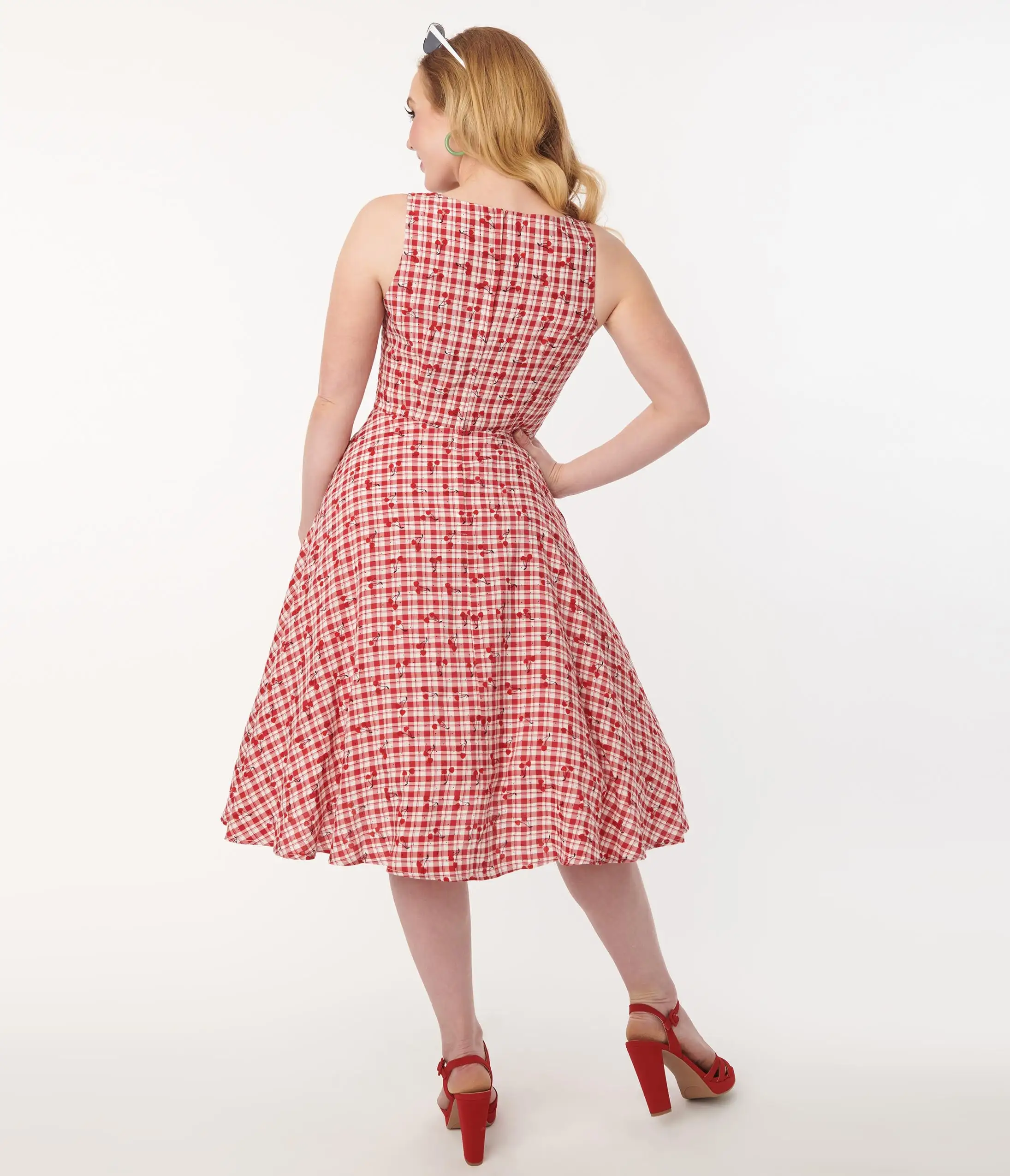 Lifestyle Group (UK) Ltd 1950s Red Gingham Sweet Cherry Swing Dress - Image 3