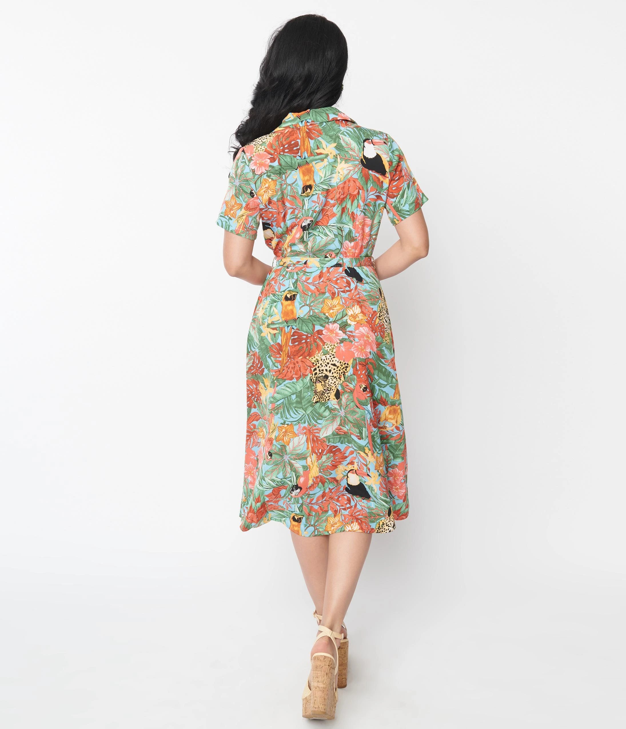 Lifestyle Group (UK) Ltd Wild Tropical Jungle Print Midi Dress - Image 3