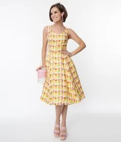 Miss Lulo, Inc. Yellow Heidi Ice Cream Fit & Flare Dress