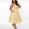 Miss Lulo, Inc. Plus Size Yellow Heidi Ice Cream Fit & Flare Dress