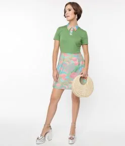 Smak Parlour Green & Pink Paisley Mini Dress