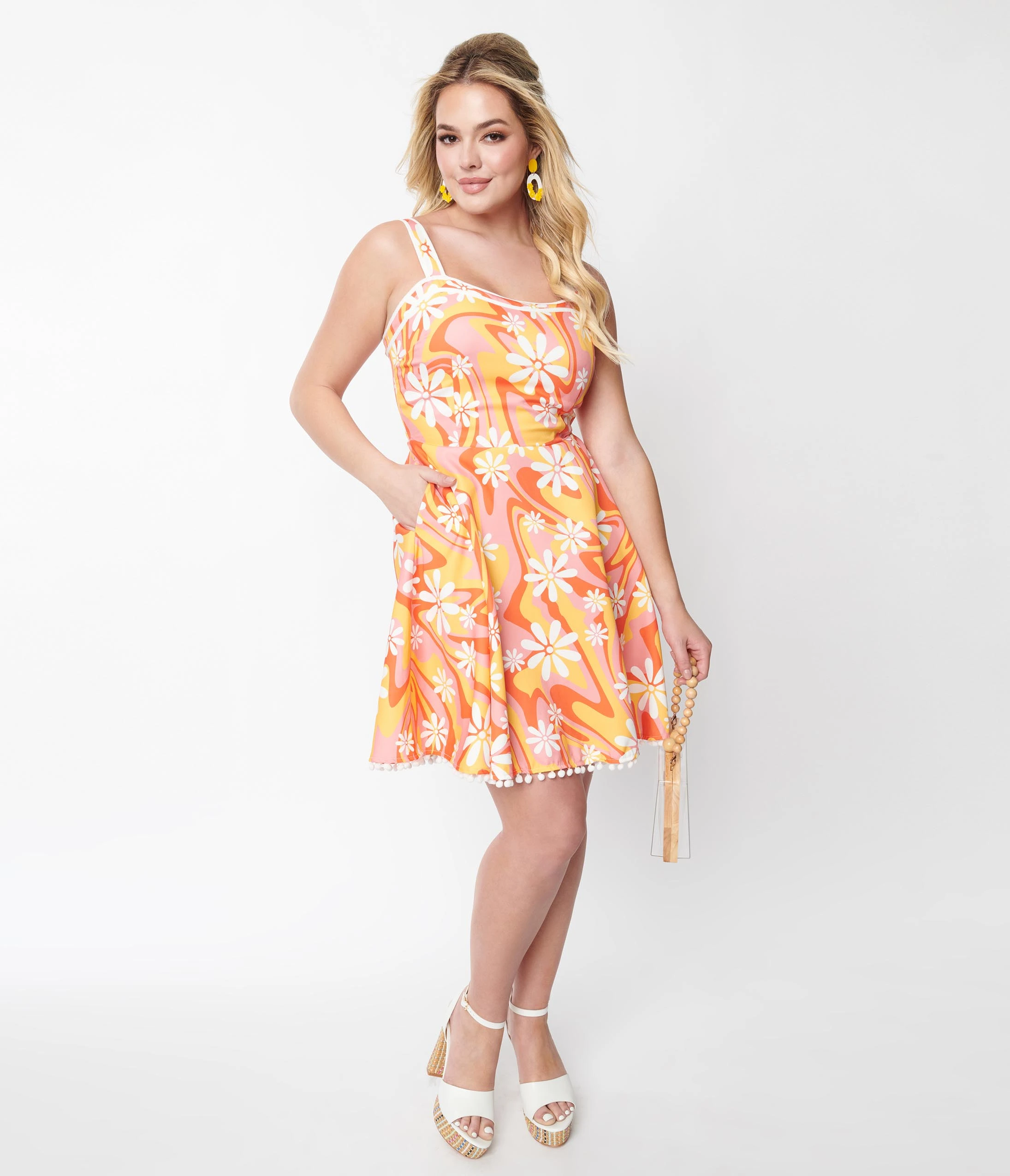 Smak Parlour Yellow Psychedelic Sweetheart Swing Dress