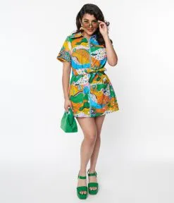 Blue Platypus Rainbow Psychedelic Shirt Dress