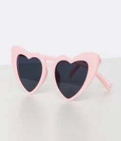 Unique Vintage Light Pink Heart Sunglasses