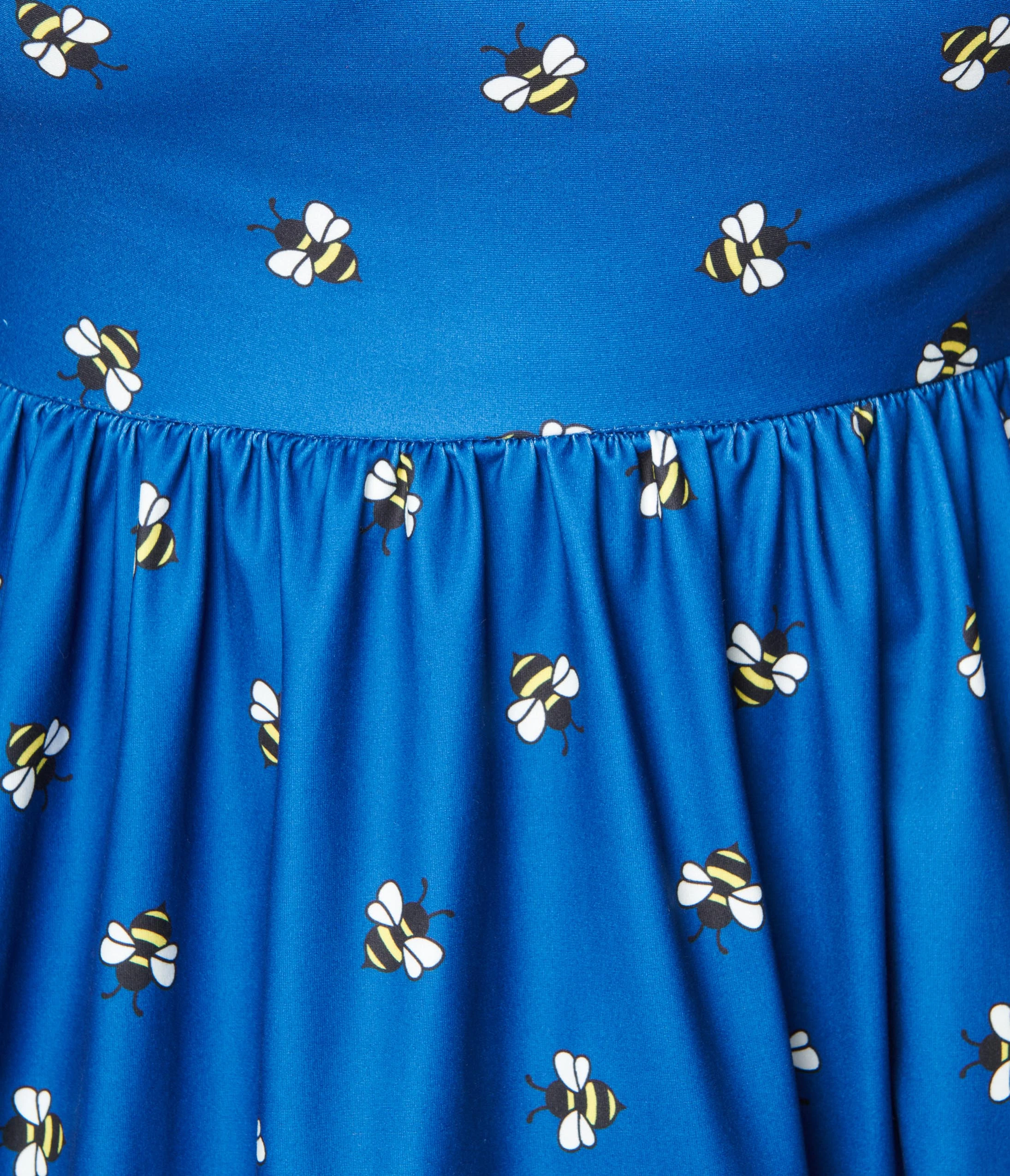 Unique Vintage Curve Blue Bee Print Swing Dress - Image 2