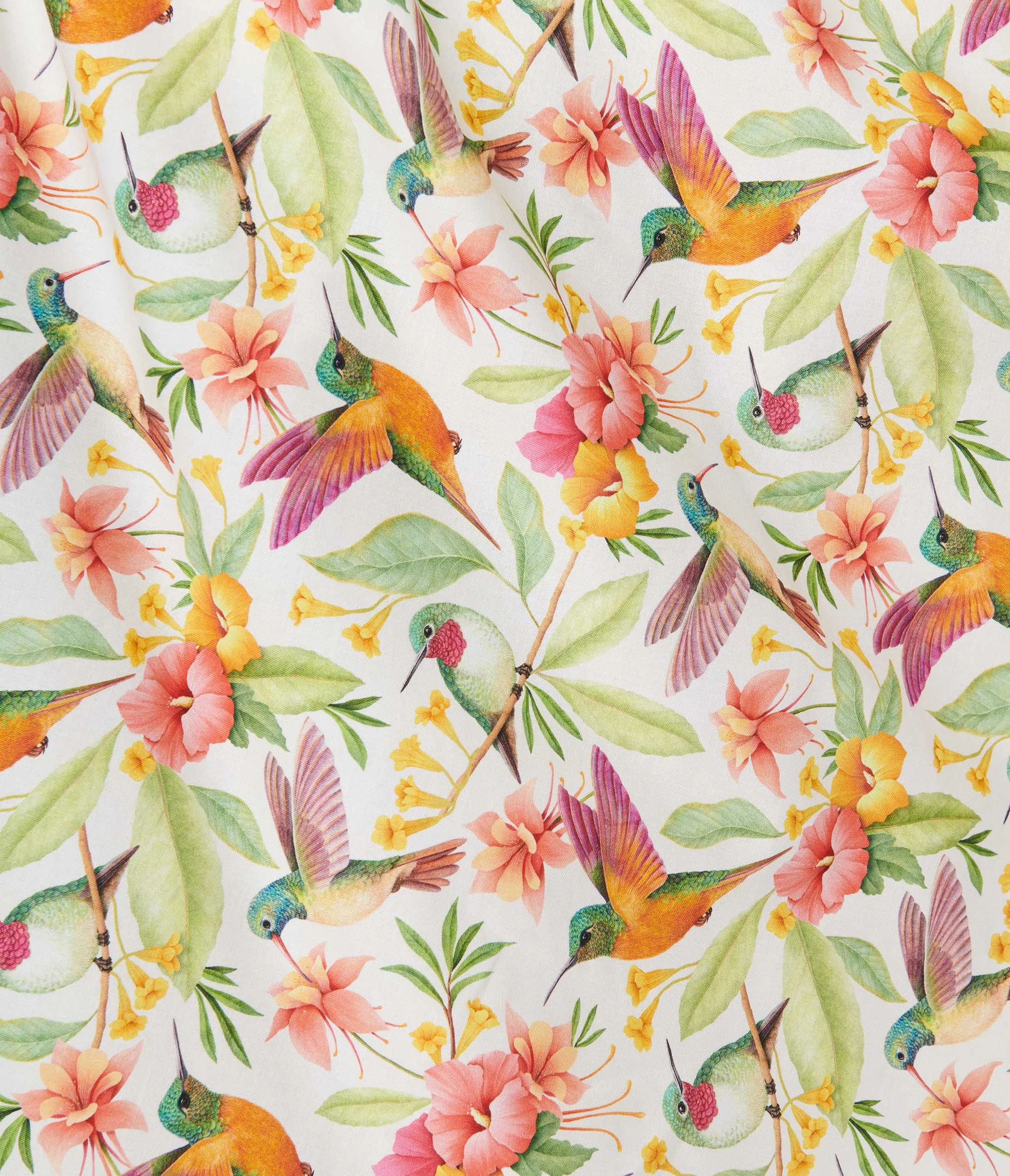 Retrolicious Plus Size White Hibiscus & Hummingbird Print Midi Dress - Image 2