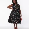 Collectif Plus Size Black Cats Forever Caterina Swing Dress