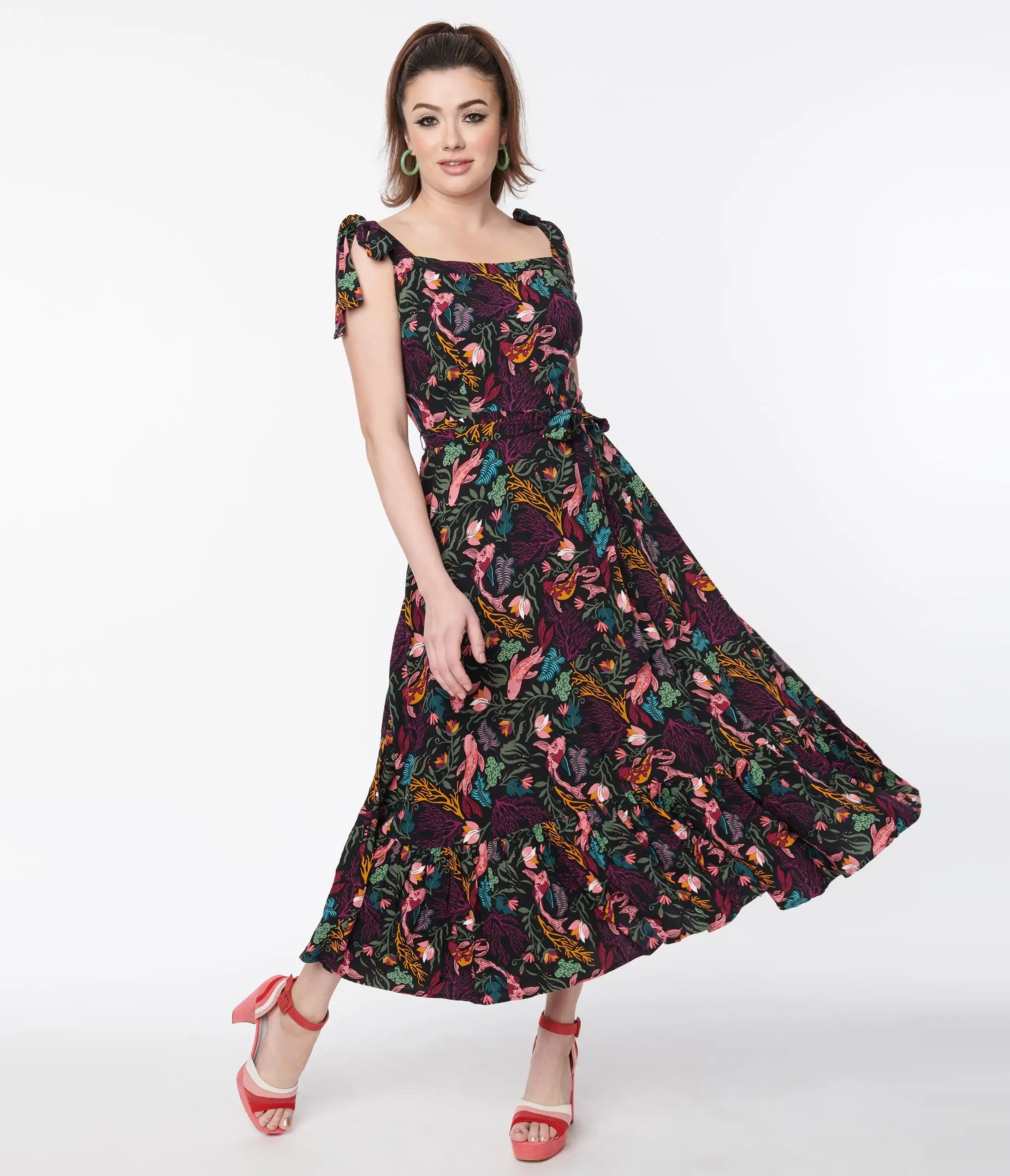 Collectif Black Tropical Reef Katrina Swing Dress - Image 4